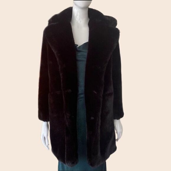 Black Guess Faux Fur Coat Size XS - Picture 1 of 13